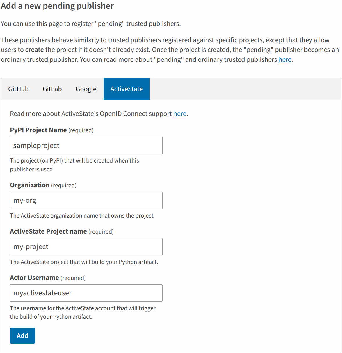图片显示添加新的 ActiveState 发布者