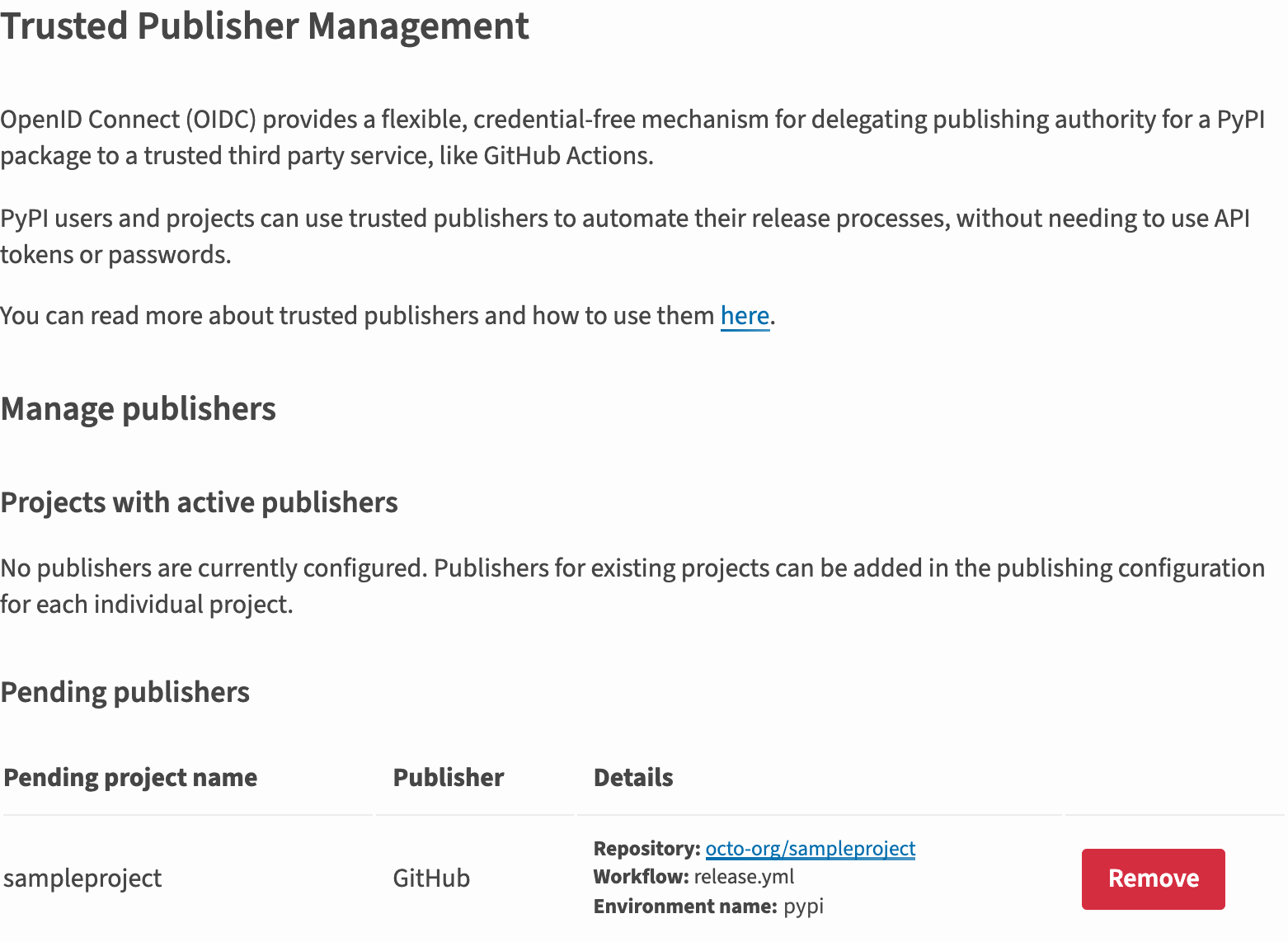 图片显示了新添加的 GitHub 发布者