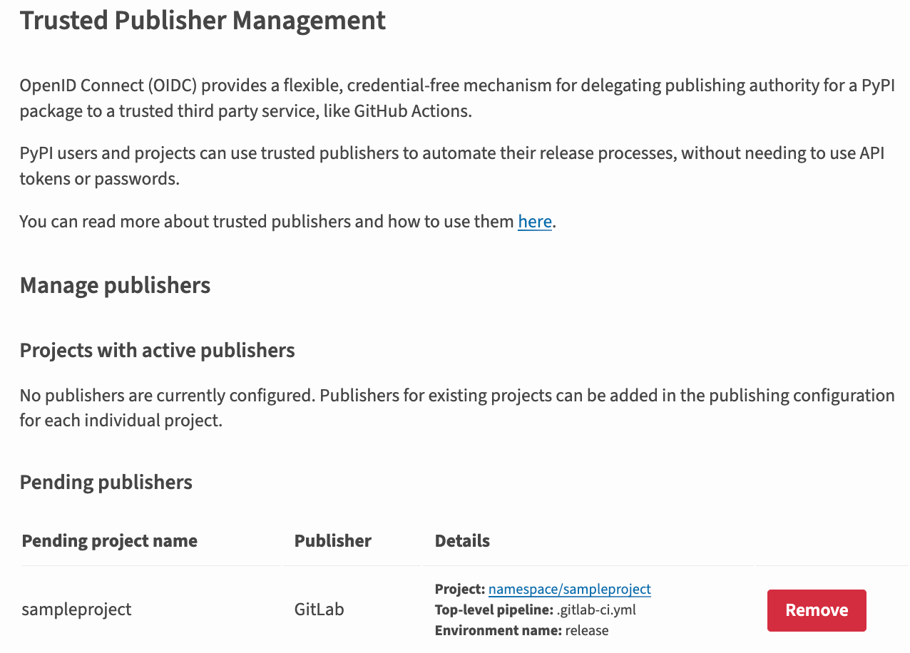 图片显示了新添加的 GitLab 发布者